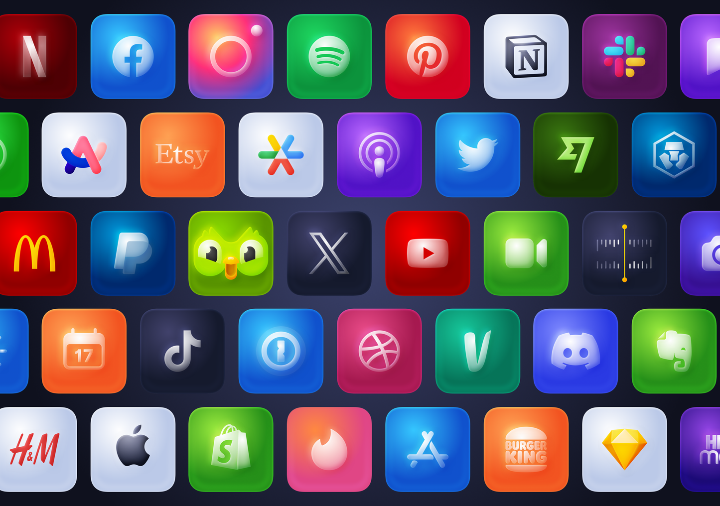 Gradient Neumoprhic App Icons