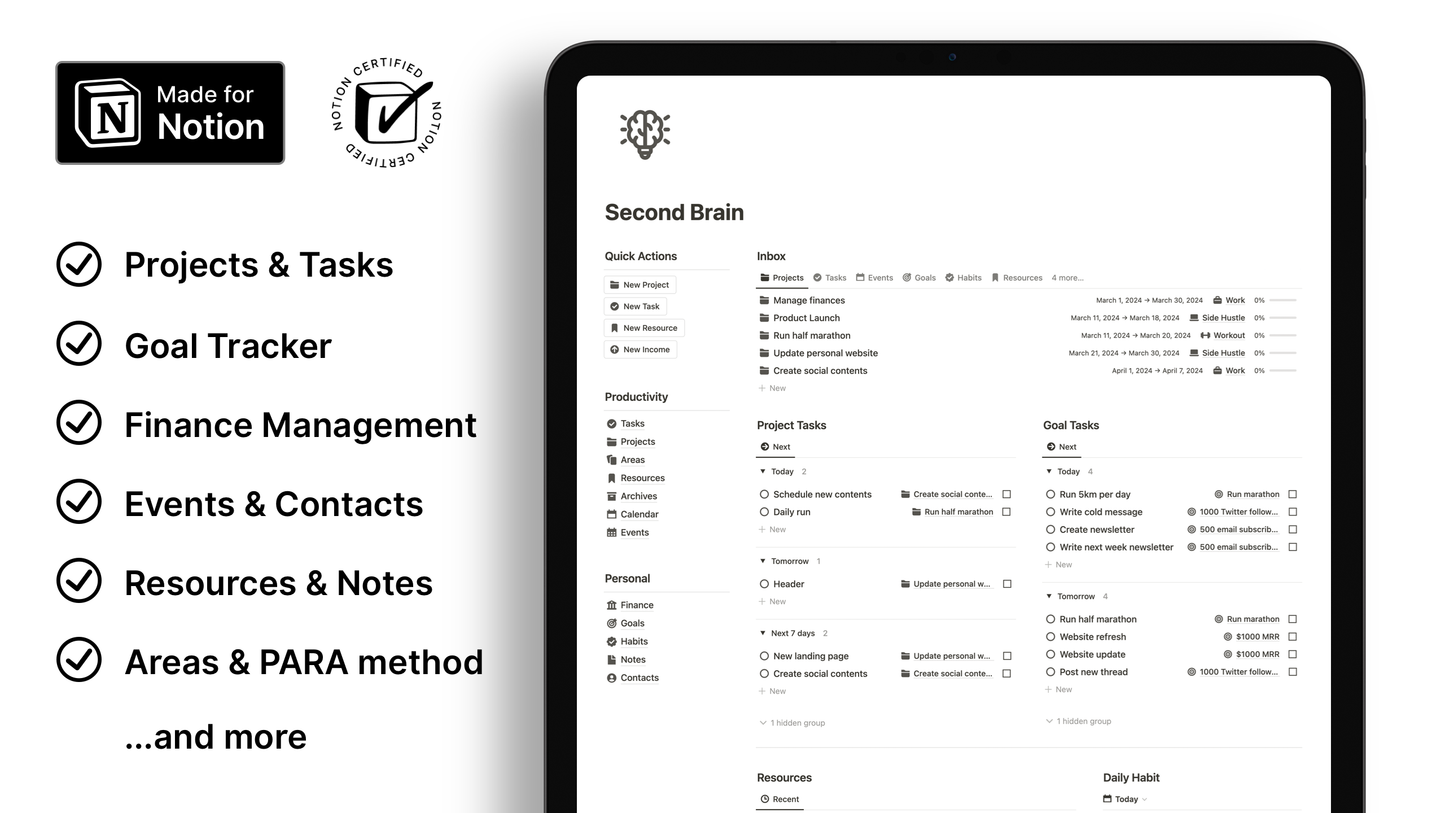 Second Brain Life OS Notion Template