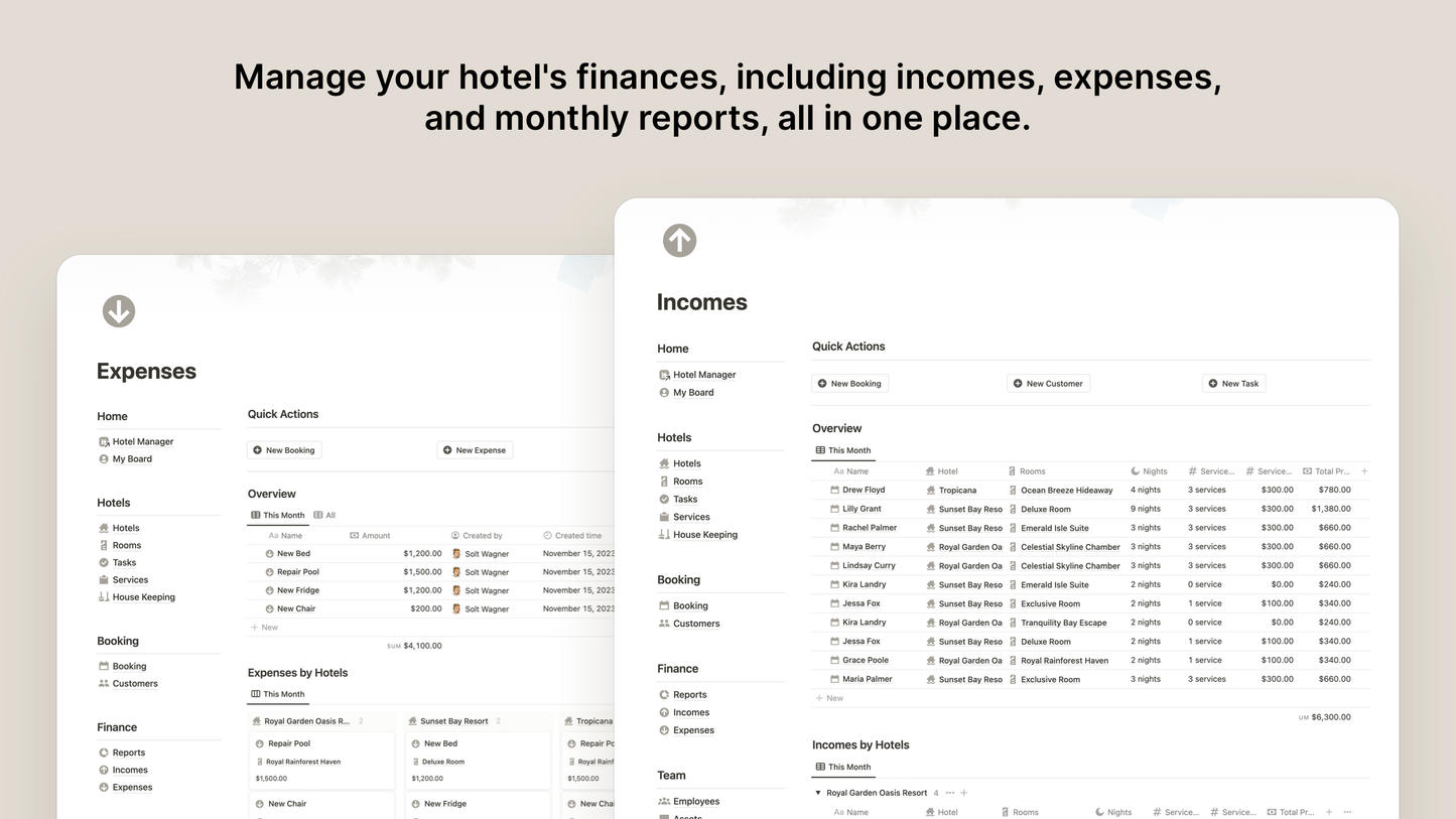 Hotel Management Notion Template