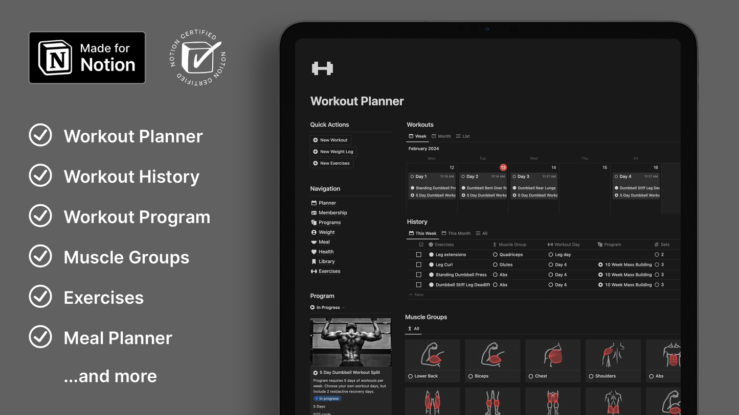 Workout Tracker and Planner Notion Template