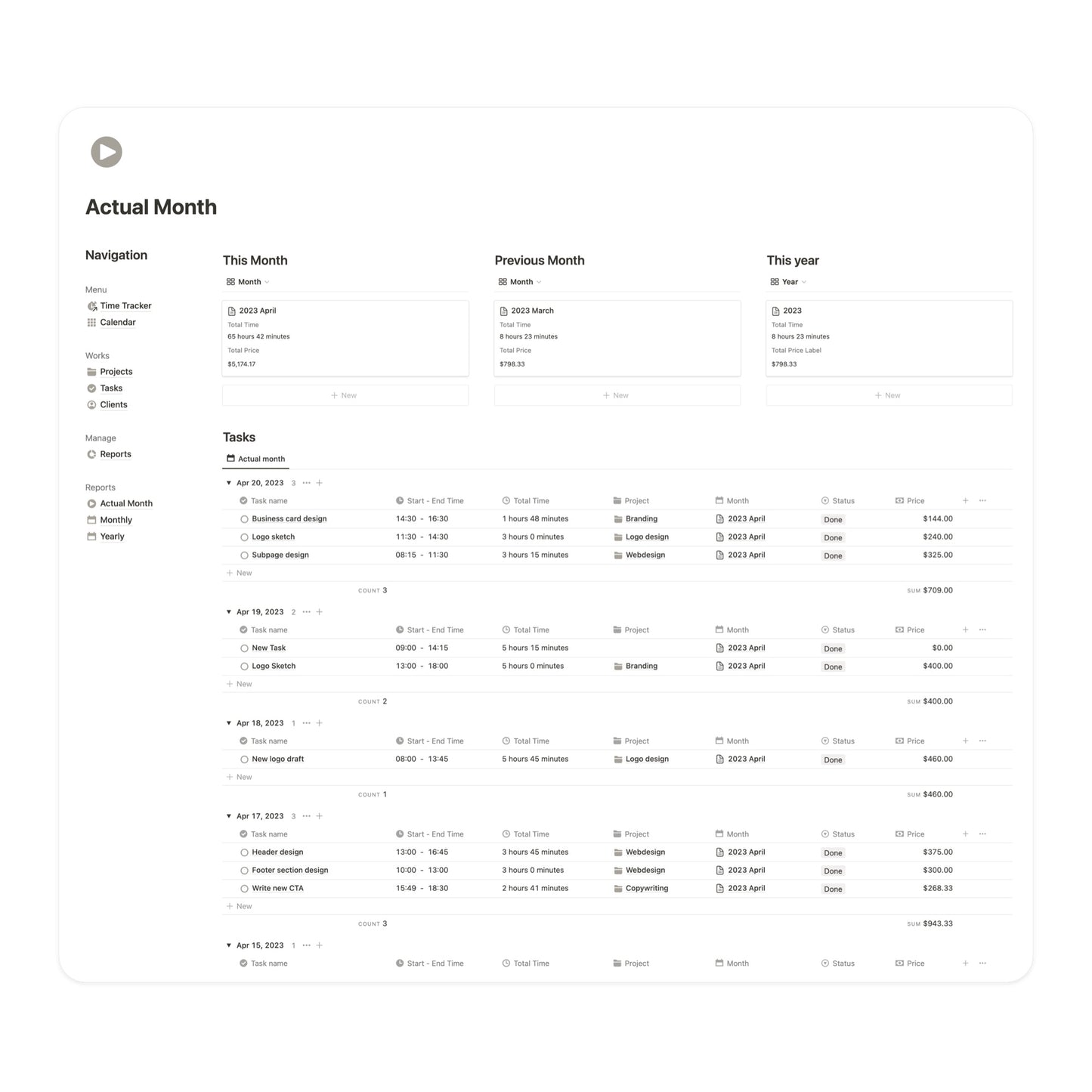 Ultimate Time Tracker Notion Template